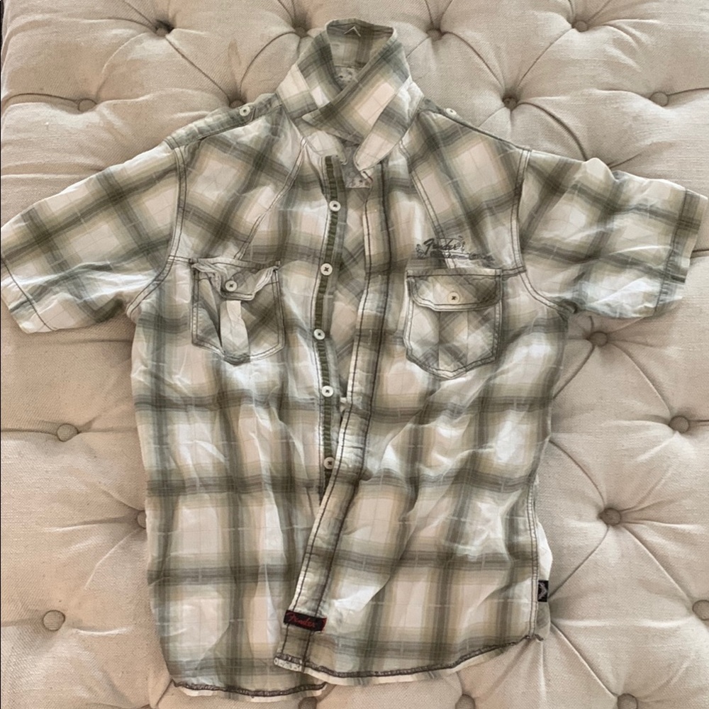 Fender Olive and White Plaid Button Down Shirt